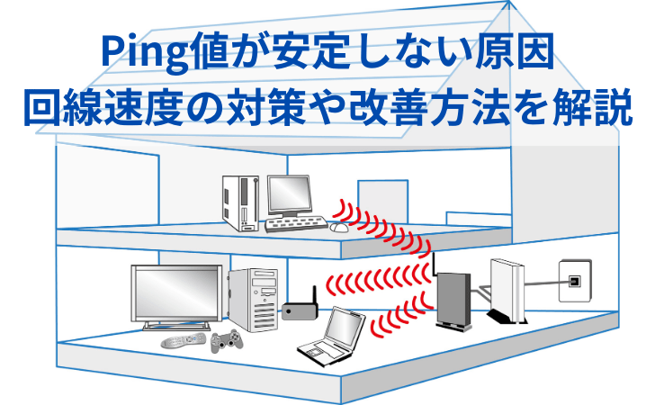 Ping値が安定しない原因や回線速度の対策や改善方法を解説しています